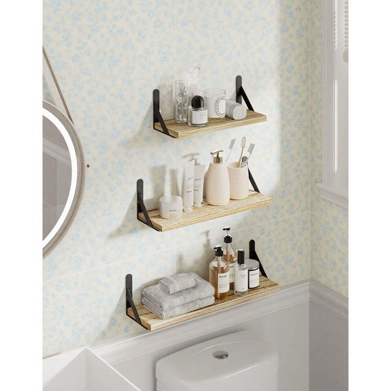 Set Of 6 Wood Floating Shelves For Wall Decor, Rustic Farmhouse Style Storage For Living Room, Bedroom, Bathroom, And Books