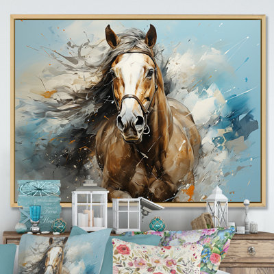 Cheval galopant fantaisiste sur toile