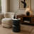 Modern Side Table with White Marble Top & Black Metal Frame