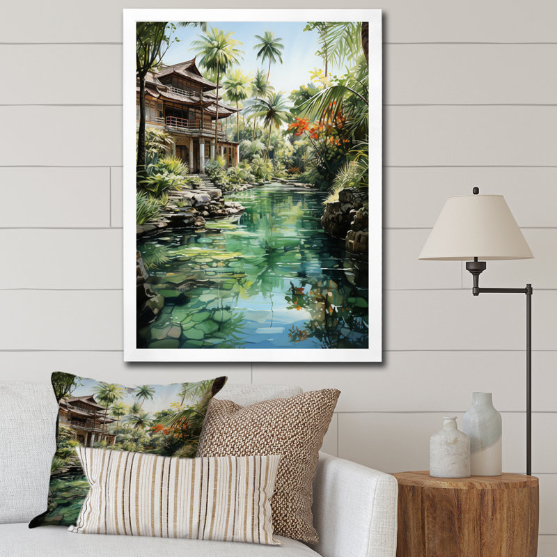 «Audrinna Bali Bliss Landscape V», reproduction sur toile, H 40 po x l 30 po x P 1,5 po, Cadre photo blanc
