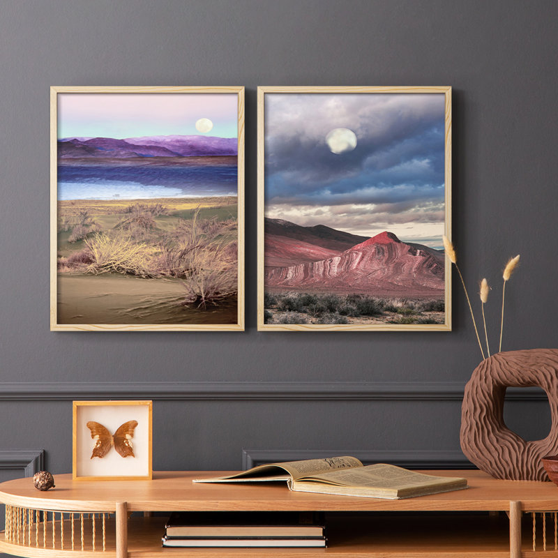 Moonrise, Namibie - reproduction encadrée de qualité supérieure - prête à être accrochée - aucun clou requis - aucun clou requis