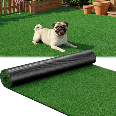 7 FT x 12 FT Artificial Grass Turf Rug Roll 0.4" Pile Height with Drainage Holes