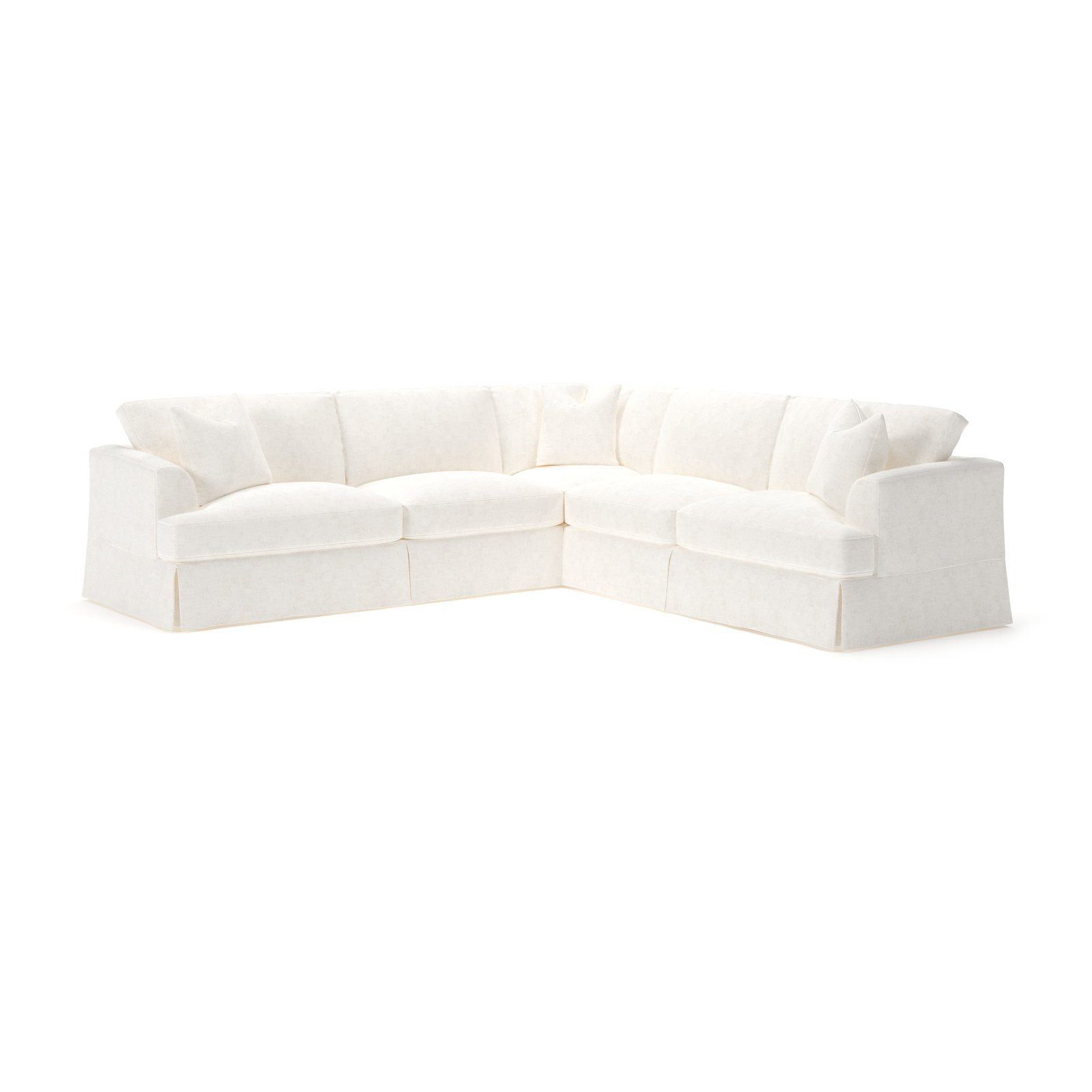 Lucia 4 - Piece Slipcovered L-Sectional, Bevin Natural Linen Blend, Right Hand Facing