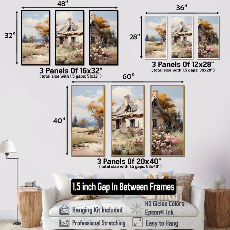 Art mural rétro sur toile, "Empire in Roman Empire III", Cadre flottant blanc, H 32 po x l 48 po