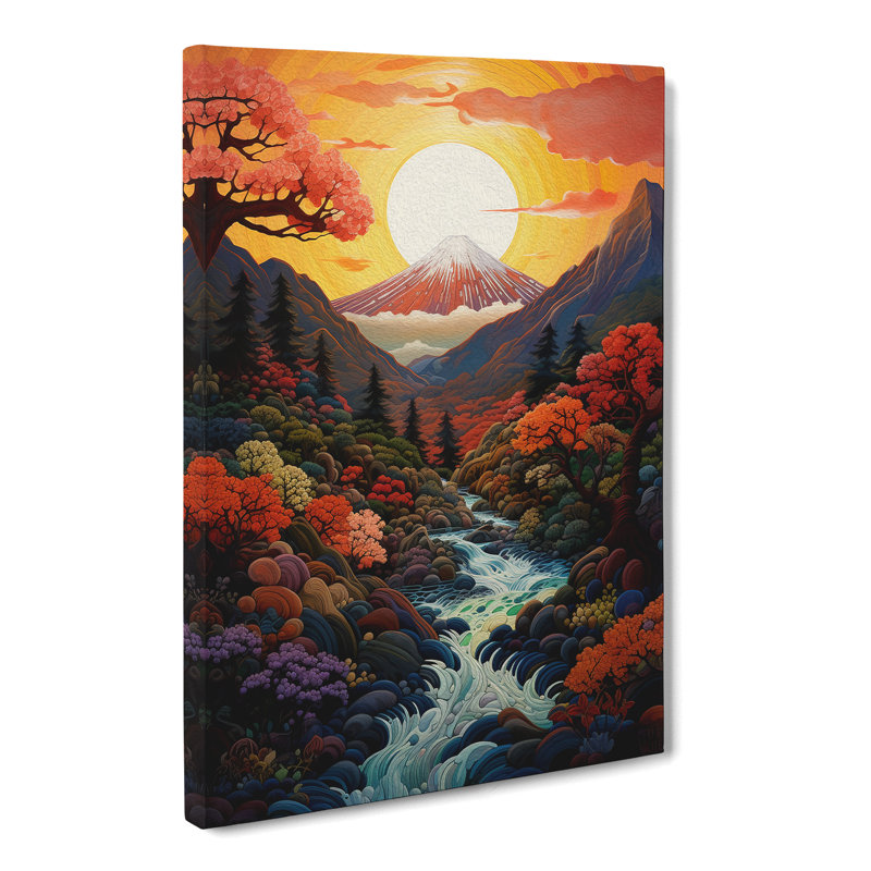 Japanese Mountains Orphism - No Frame Print, 76cm H x 50cm W x 3cm D
