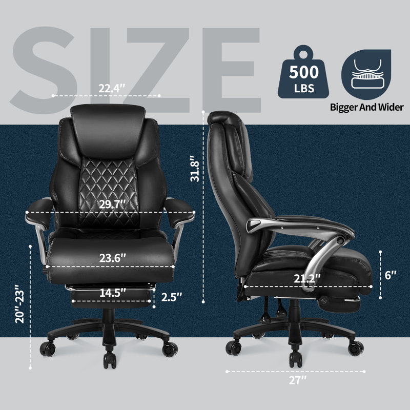 500Lbs Big And Tall Office Chair, Black