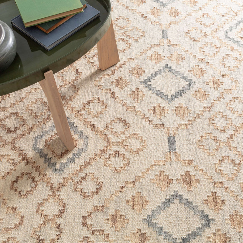 Jelly Roll Sky Handwoven Wool Rug, Rectangle 2' x 3'