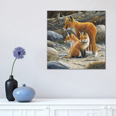 Fox Family 1 Piece Wrapped Canvas Painting