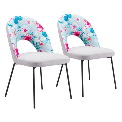 Chaise de salle à manger Farolt avec imprimé multicolore et gris