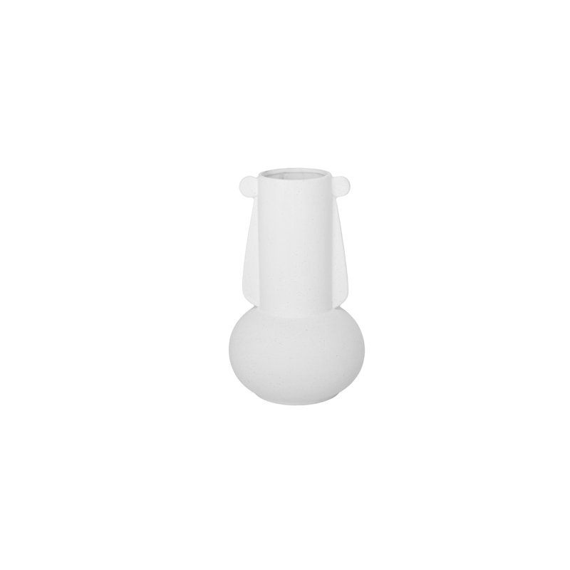 Vase en céramique émaillé sable blanc, 10" H x 6" W x 6" D