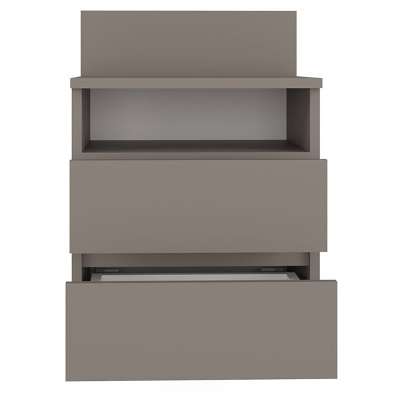 Taahir 2-Drawer Bedside Table with Open Shelf 40 cm Grey