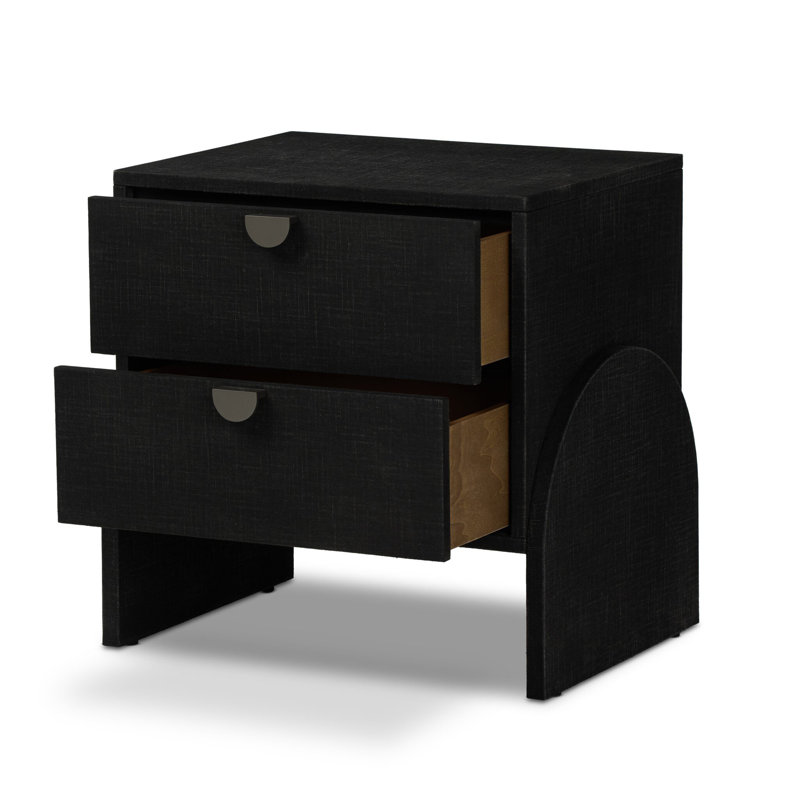Cressida Nightstand-Linen, Black Linen