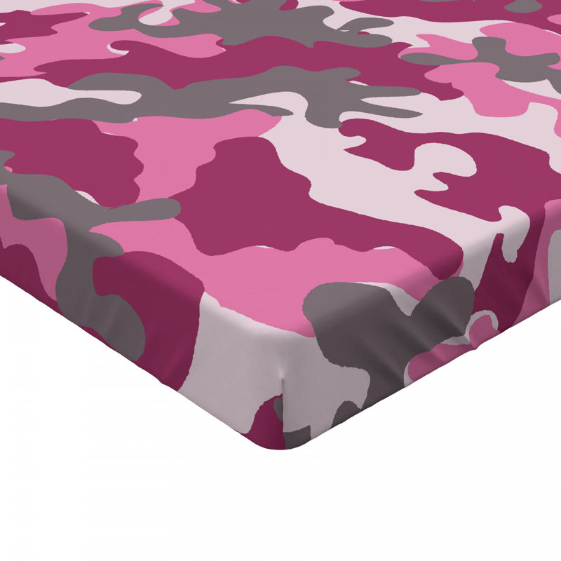 Microfiber Camouflage Fitted Sheet, Full Fitted Sheet, Pink/Gray Camouflage 4