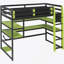 Full Size Wood Loft Bed With Desk,Side Storage Rack,Multi-Storage Shelves And RGB Light,Red-71119376-71119378