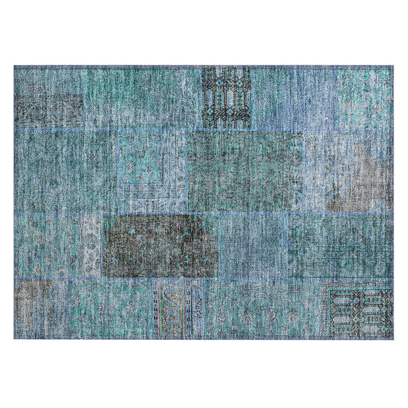 Mannan Washable Patchwork Indoor / Outdoor Rug, Rectangle 1'8" x 2'6"
