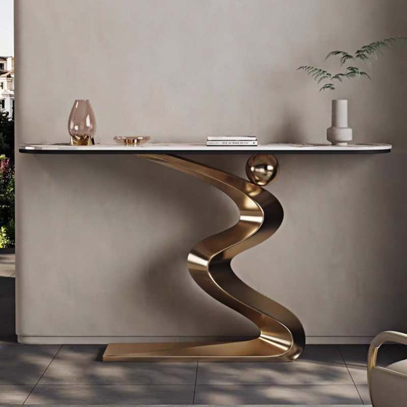 Console de style nordique, moderne, simple et luxueuse, H 33,5 po x l 59 po x P 13,8 po, Doré