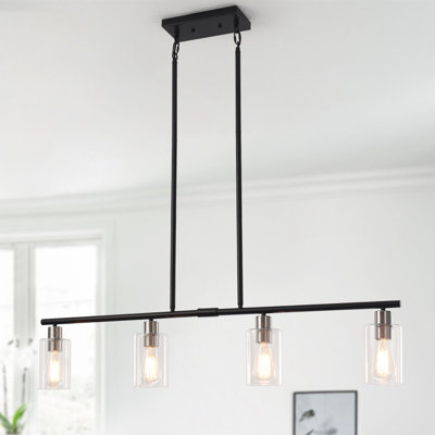 Delmo 4 - Light 43.7'' Kitchen Island Jar Pendant Modern Linear Chandelier with Clear Glass Shades