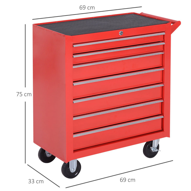 Tooluxe 7-Drawer Rolling Tool Chest with Heavy-Duty Steel Frame and Easy-Movement Wheels