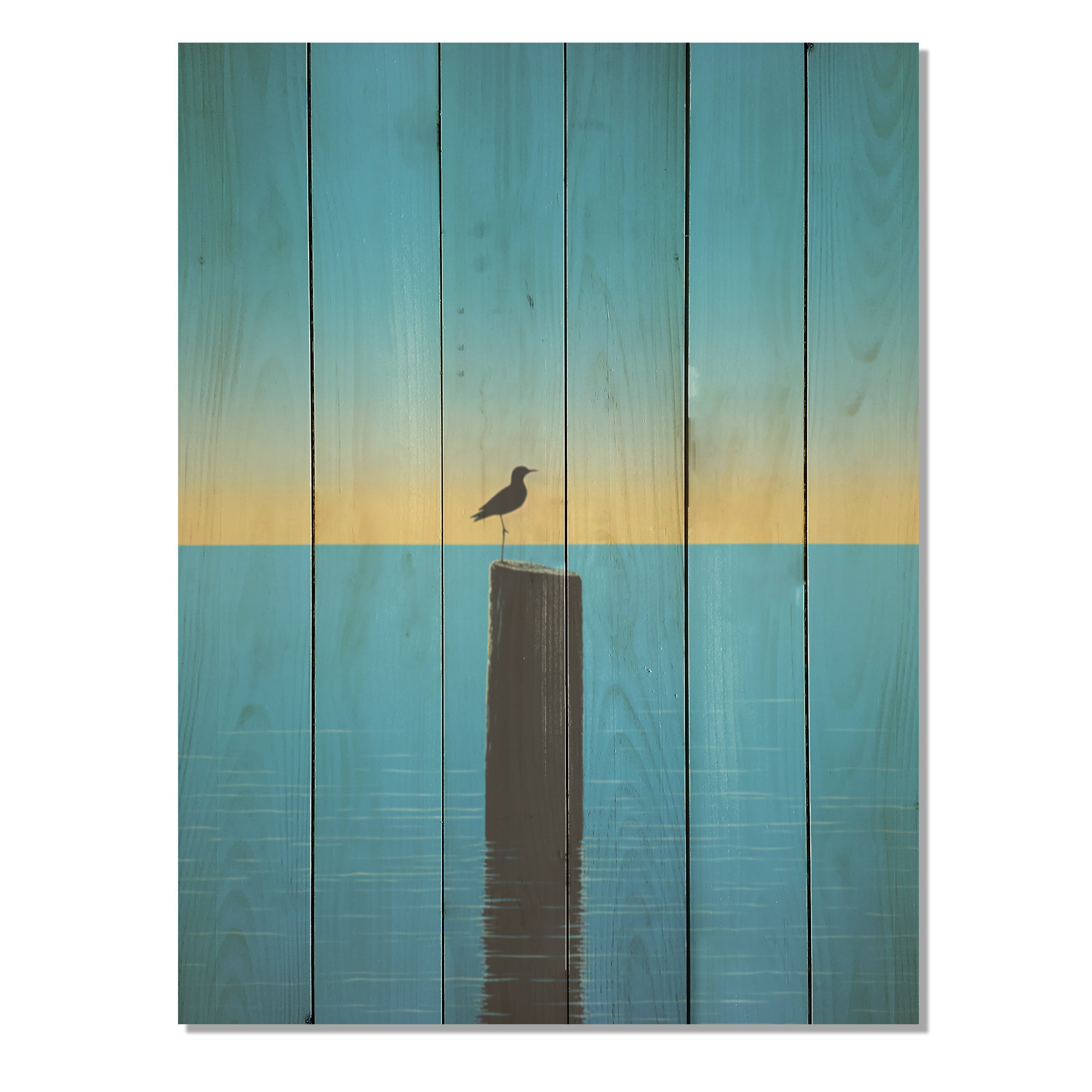 Ophelia & Co. Seagull Silence Minimalism Horizon I Coastal Wood Wall