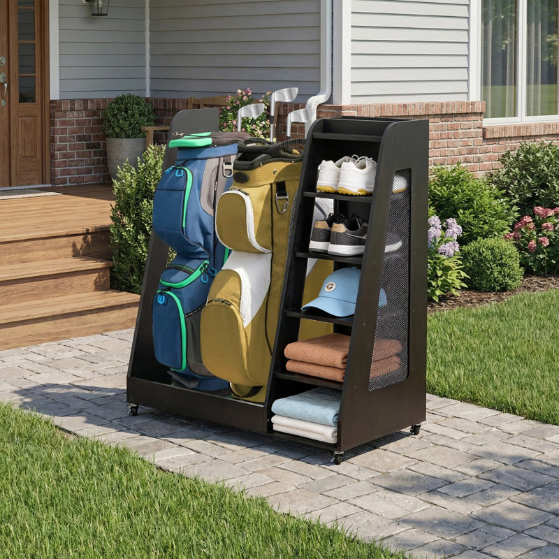 Support de rangement pour club de golf en bois avec roues Bowie, Noir