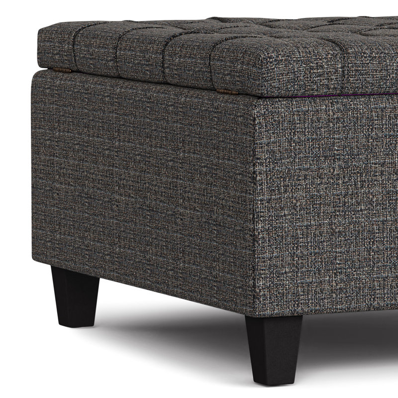 Ebony Tweed Tufted Square Storage Ottoman Coffee Table