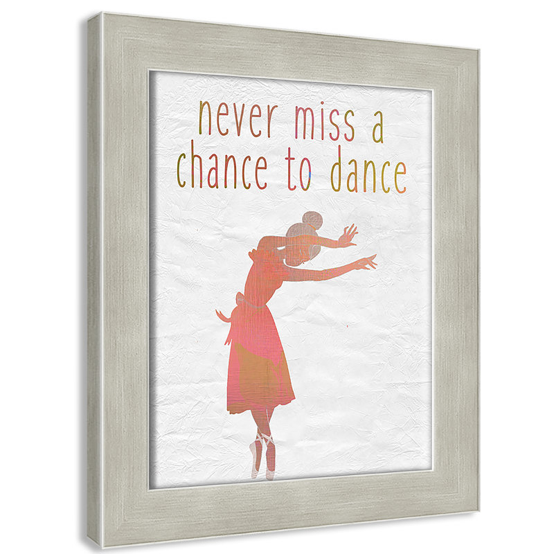 Dance B Paper Print, 10" H x 8" W x 0.6" D, White Flat Framed