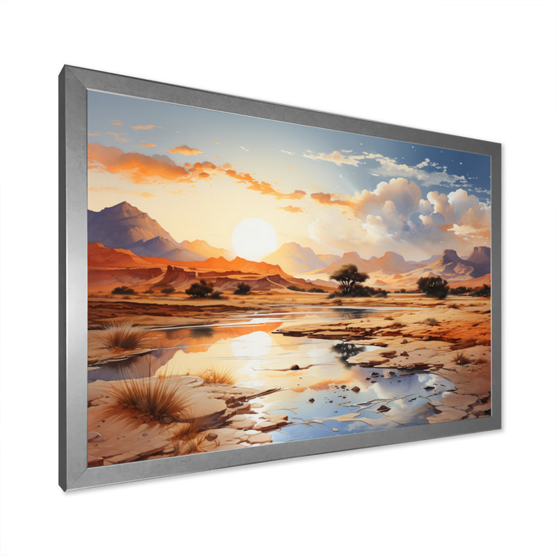 «African Sahara Dreams II», reproduction sur toile, H 30 po x l 40 po x P 1,5 po, Cadre simple argenté