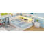 Base de lit en forme de L pour enfants, lit d'angle avec compartiments de rangement latéraux Montessori, station de charge intégrée et éclairage (sans matelas)-132915822-132915821