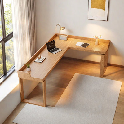 Modern Minimalist Solid Wood L - shaped Desk