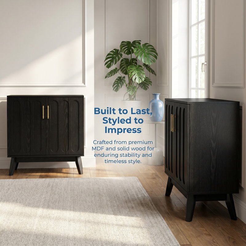 Wood Sideboard Buffet Cabinet with Adjustable Shelves & Outlet Holes