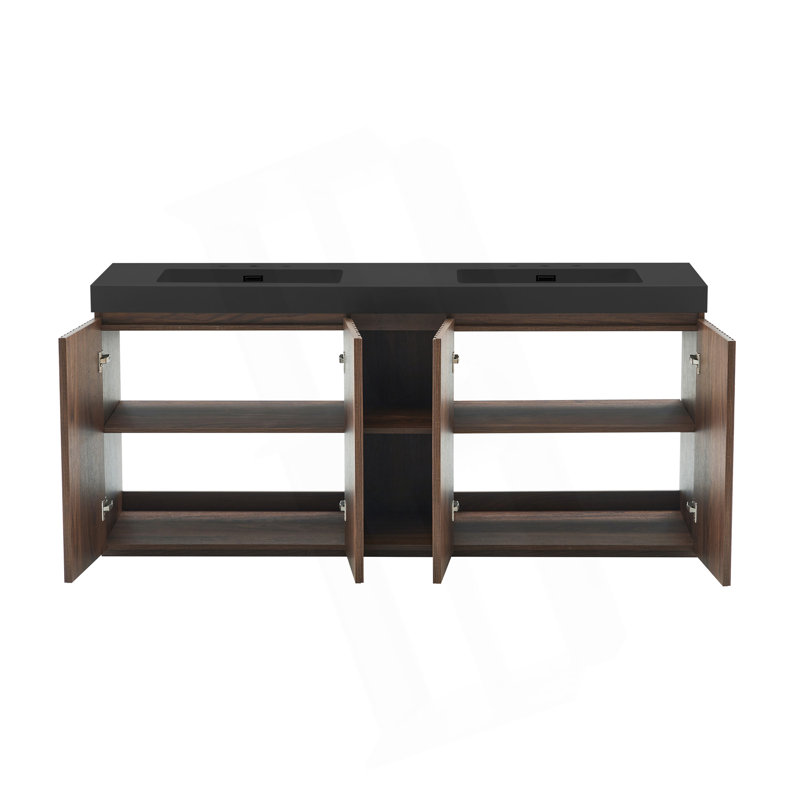 Meuble-lavabo autoportant avec rangement 72 po, Walnut Brown, 71", 8 po