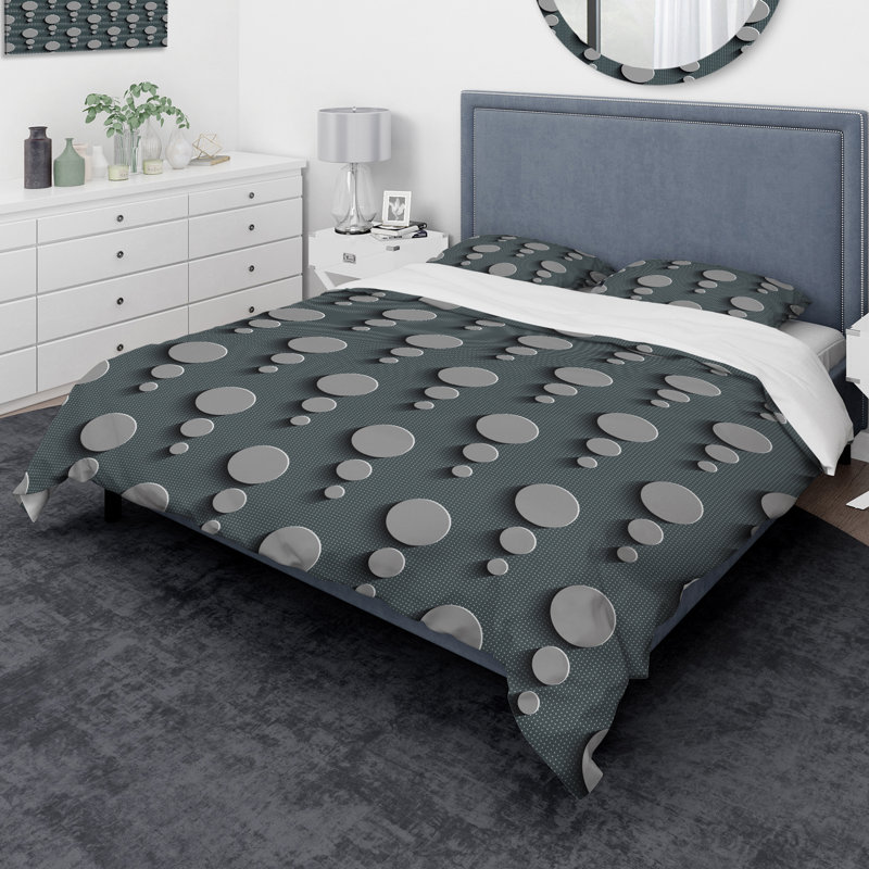 Modern & Contemporary Polyester Geometric Shapes Duvet Cover, King Duvet Cover + 2 Shams