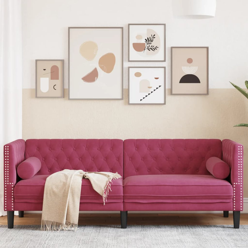 Canapé Chesterfield Solomon Fleur De Lis Living, Brun, 3-Seater