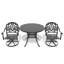 Ensemble de salle à manger 3 pièces en aluminium coulé toutes saisons comprenant 2 chaises pivotantes et une table ronde de 39,37 po avec structure noire-1606480379