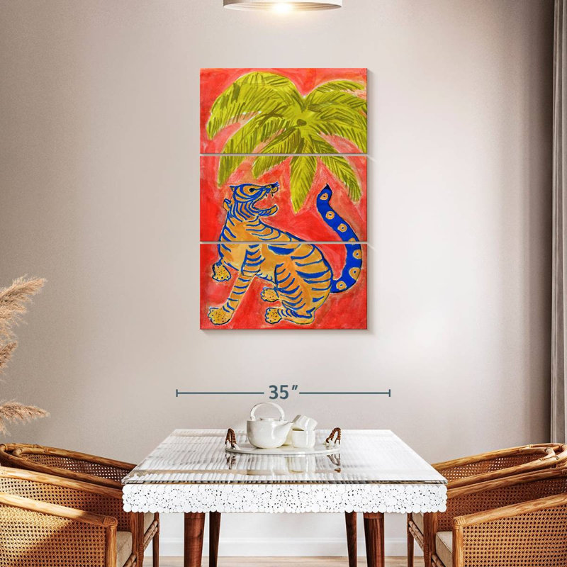 Brampt Tiger Under Palms, 45" H x 28" W