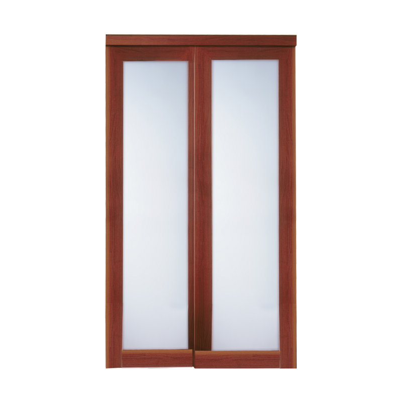Portes de placard coulissantes en verre Euro avec ensemble de quincaillerie d'installation, 60 po x 80 po, Blanc cassé