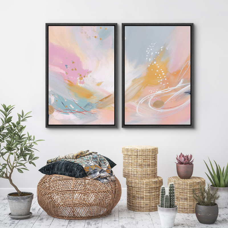 Doux pastel abstrait, art mural moderne pour salon, H 36 po x l 24 po x P 1,5 po, Noir