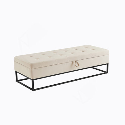 58.6" Bed Bench Metal Base With Storage  Velvet