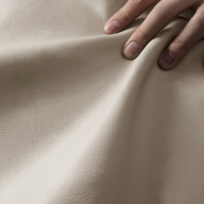 Canapé modulaire beige en cuir véritable, Orienté à droite