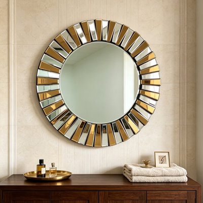 Montz Wood Round Wall Mirror