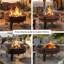 Foyer d'extérieur au feu de bois en acier avec couvercle DIDADI, poêle à cendres amovible, foyer d'extérieur au feu de bois de 34 po, rond, bronze foncé, pare-étincelles et tisonnier, foyer d'extérieur à chaudron en métal pour cour ou terrasse