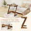 Table d'appoint spacieuse en forme de Z en bambou avec plateau peu encombrant