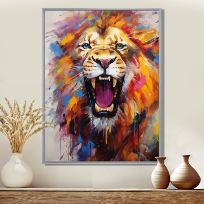 Abstrait lion rugissant - Lion, art mural