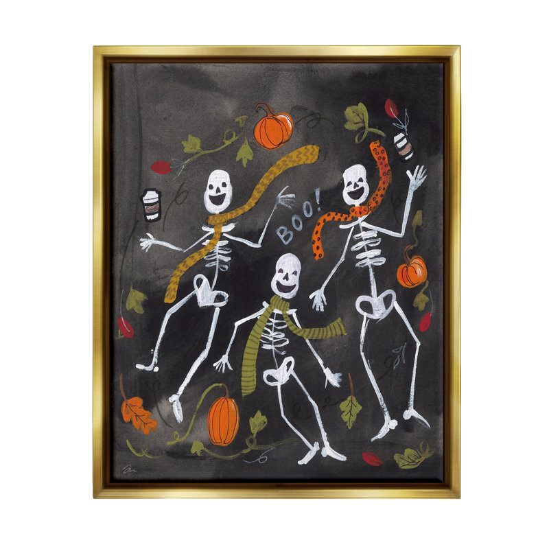 «Autumn Skeletons With Coffee» encadré sur bois par Jessica Mingo, impression, H 21 po x l 17 po x P 1,7 po