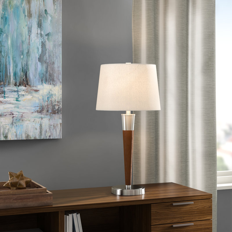Vanover Table Lamp, Brushed Nickel/Walnut