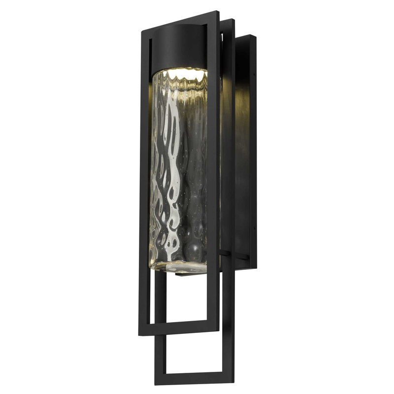 2 Step LED Wall Sconce with Layered Rectangular Design, Artisan Hammered Seeded Glass, 3 Sizes, 3-CCT Selectable, Dimmable, Wet Rated