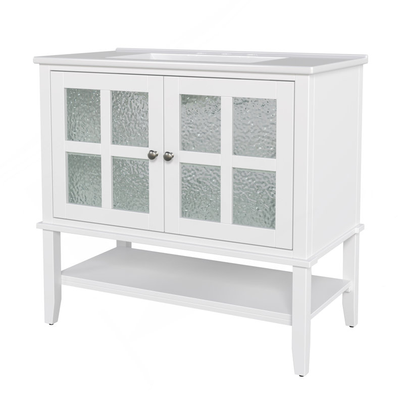 Meuble-lavabo 36 po avec lavabo en céramique, Blanc