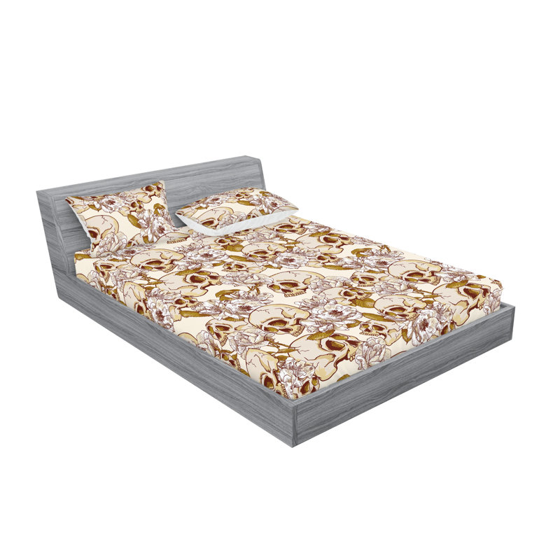 Drap-housse et taie décorative Ambesonne, Ensemble de draps pour grand lit avec 2 taies d'or