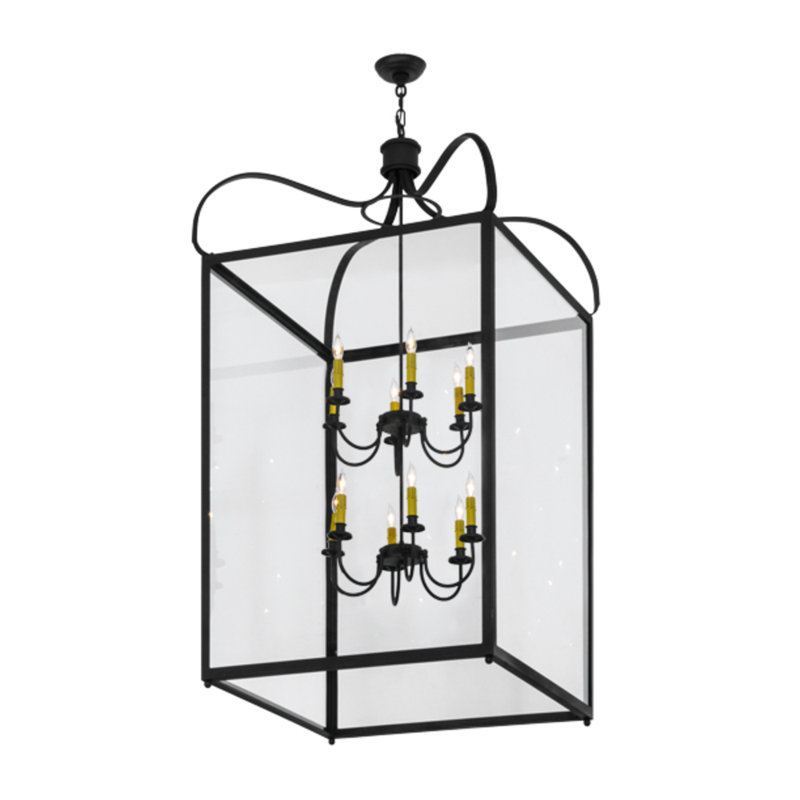 Lustre rectangulaire à 12 lumières Solfrid, H 63 po x l 42,5 po x P 42,5 po