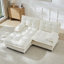 Canapé modulaire en L de 77 po avec repose-pieds, assise profonde en chenille et coussins en treillis confortables pour des espaces de vie polyvalents-241715802